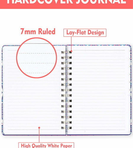 WLPFSAHF A5 Hardcover Spiral Journal Notebook Lined 120 Pages Bohemian