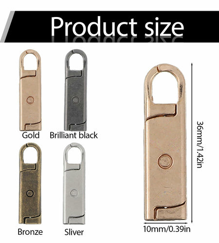12 Pcs Metal Zipper Pull Tab Replacement Detachable Zipper Handles
