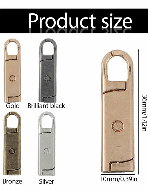 Load image into Gallery viewer, 12 Pcs Metal Zipper Pull Tab Replacement Detachable Zipper Handles
