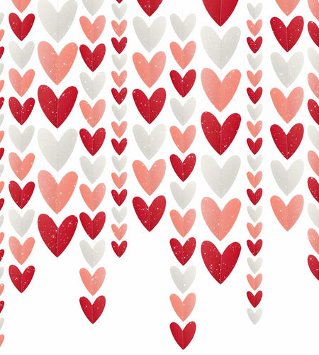 Heliltd Heart Garland 39ft Pink Red White Paper Banner Party Decor