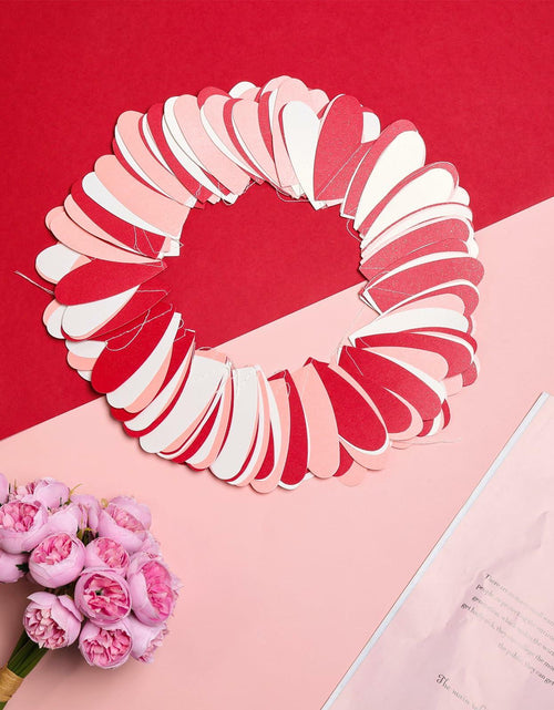 Load image into Gallery viewer, Heliltd Heart Garland 39ft Pink Red White Paper Banner Party Decor
