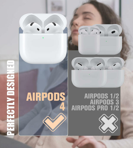 Seltureone AirPods 4 Case Soft Silicone Shockproof Keychain Pink 2024
