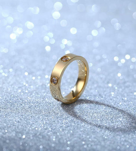 YNAAIAA 18K Gold Stainless Steel CZ Promise Ring for Women Size 9