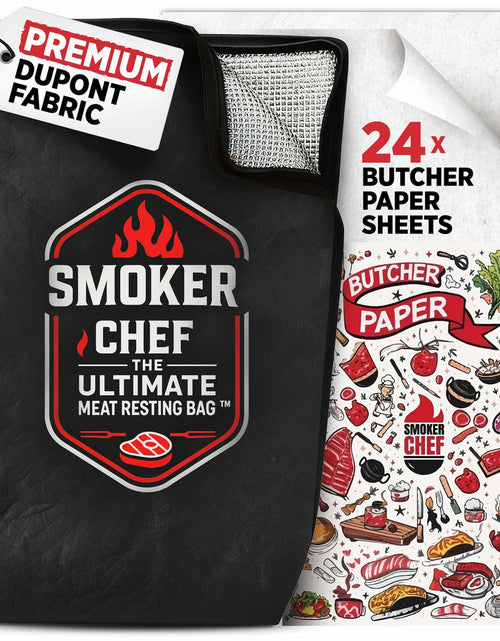 Load image into Gallery viewer, Smoker Chef Ultimate Meat Resting Bag 21" Black BBQ Blanket + 24 Butcher Sheets
