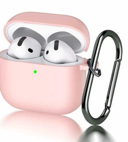 Seltureone AirPods 4 Case Soft Silicone Shockproof Keychain Pink 2024