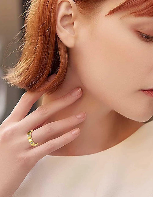 Load image into Gallery viewer, YNAAIAA 18K Gold Stainless Steel CZ Promise Ring for Women Size 9
