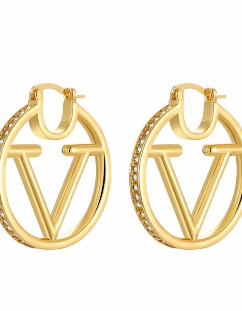 Load image into Gallery viewer, DANASS 18K Gold Luxury V Letter Earrings Women Sisters Elegant Gift
