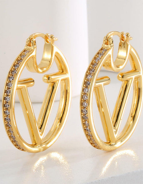 Load image into Gallery viewer, DANASS 18K Gold Luxury V Letter Earrings Women Sisters Elegant Gift
