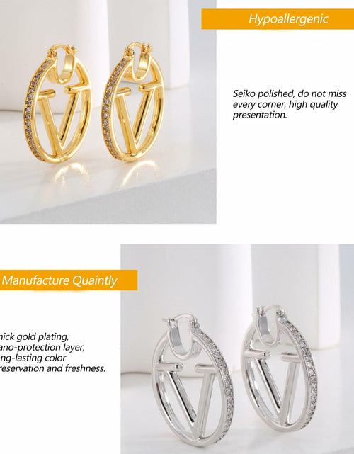 Load image into Gallery viewer, DANASS 18K Gold Luxury V Letter Earrings Women Sisters Elegant Gift
