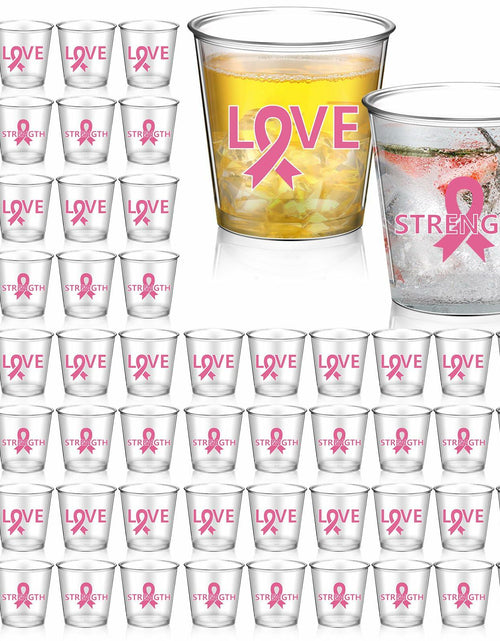 Load image into Gallery viewer, Nuogo Breast Cancer Pink Plastic Shot Glasses 2.87oz 100 Pcs Clear Pink
