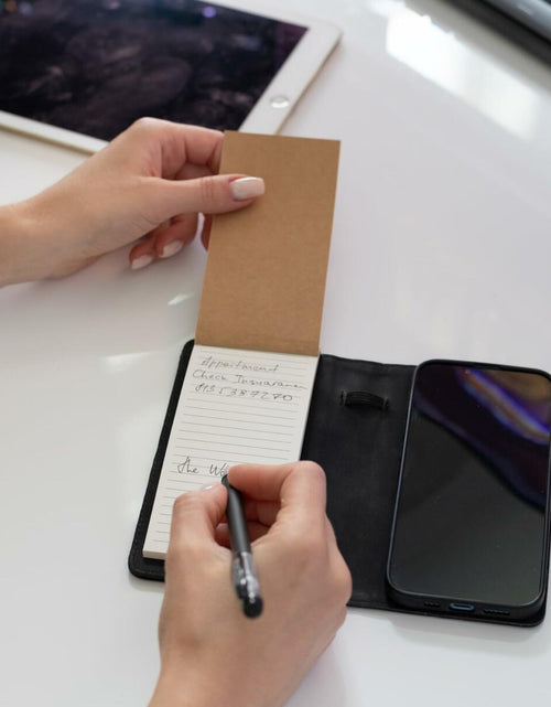 Load image into Gallery viewer, MOJO-HOME Notepad Wallet Phone Case w Pen for iPhone 13 Pro Black
