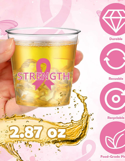 Load image into Gallery viewer, Nuogo Breast Cancer Pink Plastic Shot Glasses 2.87oz 100 Pcs Clear Pink
