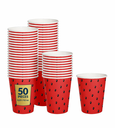 PAW Decor Collection Disposable Paper Cups 8.5oz 50-Pack Watermelon Theme