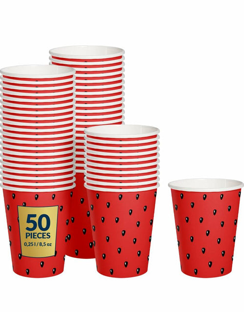 Load image into Gallery viewer, PAW Decor Collection Disposable Paper Cups 8.5oz 50-Pack Watermelon Theme
