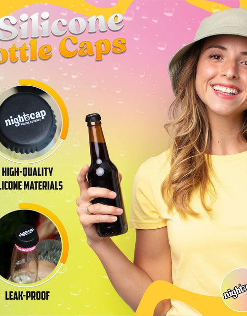 Load image into Gallery viewer, Nightcap Drink Spiking Prevention Bottle Caps Silicone Beer Wine 2 Pack
