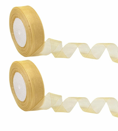 BEAUTOPE Sheer Organza Chiffon Ribbon 1in x 100yd White Polyester