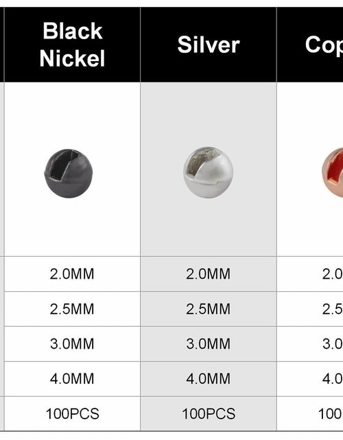 Load image into Gallery viewer, JUIFUTIME Tungsten Slotted Fly Tying Beads 4.0mm Black Nickel 100pcs

