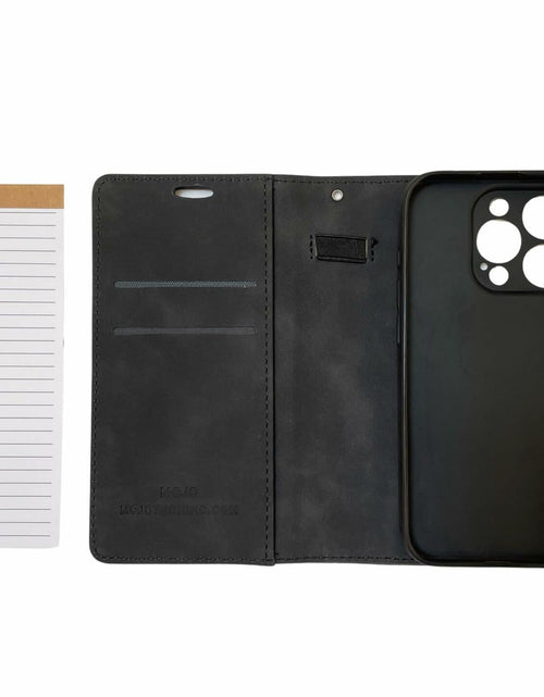 Load image into Gallery viewer, MOJO-HOME Notepad Wallet Phone Case w Pen for iPhone 13 Pro Black
