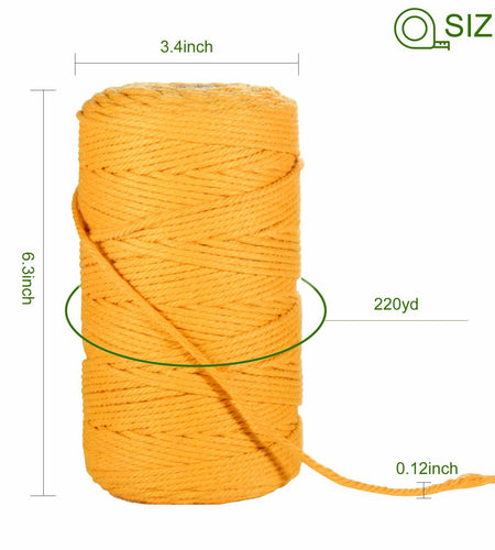 POZEAN 3mm Macrame Cord 220 Yards 100% Cotton Rose Red Cotton Yarn