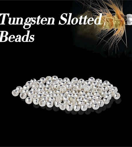 JUIFUTIME Tungsten Slotted Fly Tying Beads 4.0mm Black Nickel 100pcs