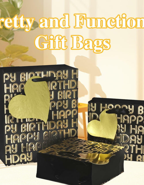 Load image into Gallery viewer, suosicn 8 Pack Black Embossed Metallic Polka Dot Paper Gift Bags with Handles
