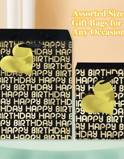 Load image into Gallery viewer, suosicn 8 Pack Black Embossed Metallic Polka Dot Paper Gift Bags with Handles
