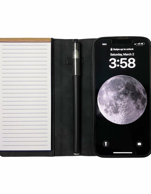 Load image into Gallery viewer, MOJO-HOME Notepad Wallet Phone Case w Pen for iPhone 13 Pro Black
