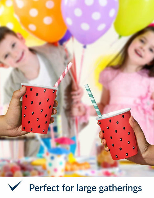 Load image into Gallery viewer, PAW Decor Collection Disposable Paper Cups 8.5oz 50-Pack Watermelon Theme
