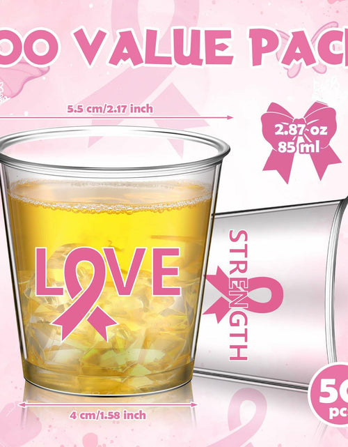 Load image into Gallery viewer, Nuogo Breast Cancer Pink Plastic Shot Glasses 2.87oz 100 Pcs Clear Pink
