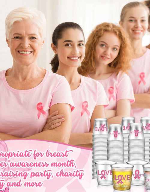 Load image into Gallery viewer, Nuogo Breast Cancer Pink Plastic Shot Glasses 2.87oz 100 Pcs Clear Pink
