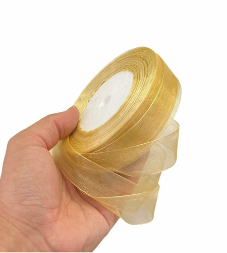 BEAUTOPE Sheer Organza Chiffon Ribbon 1in x 100yd White Polyester