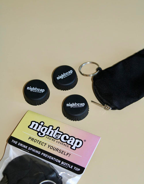 Load image into Gallery viewer, Nightcap Drink Spiking Prevention Bottle Caps Silicone Beer Wine 2 Pack
