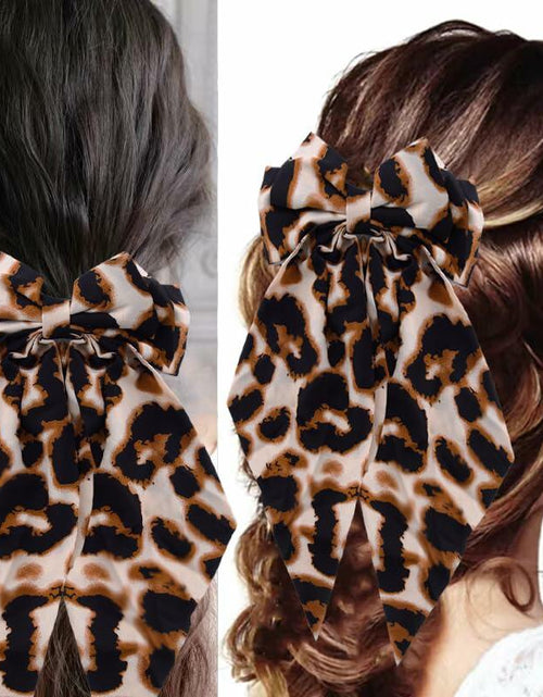 Load image into Gallery viewer, Sdopbinbin Leopard Hair Bow Clip Large Long Tail Barrette Women Girls
