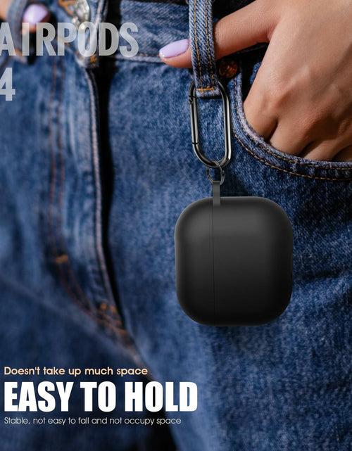 Load image into Gallery viewer, Seltureone AirPods 4 Case Soft Silicone Shockproof w/ Keychain Black
