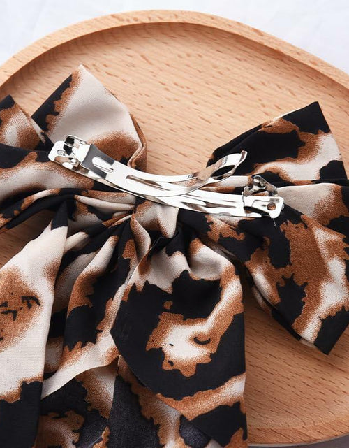 Load image into Gallery viewer, Sdopbinbin Leopard Hair Bow Clip Large Long Tail Barrette Women Girls
