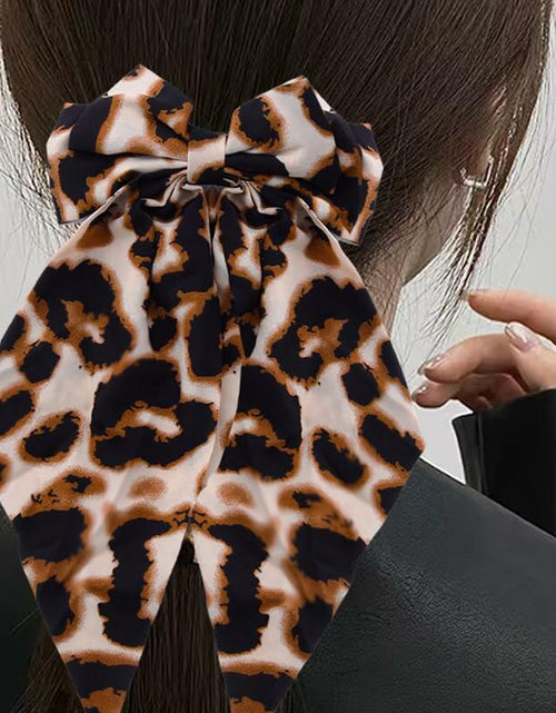 Load image into Gallery viewer, Sdopbinbin Leopard Hair Bow Clip Large Long Tail Barrette Women Girls
