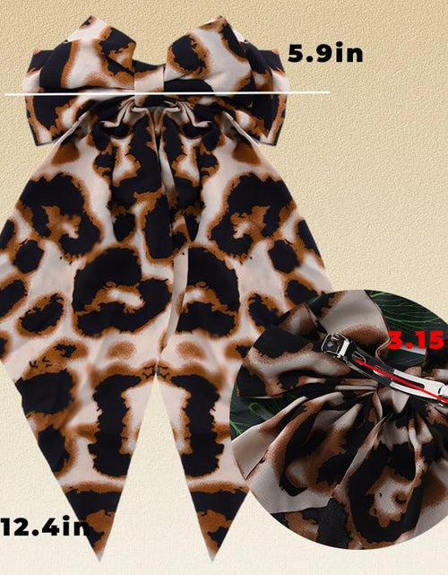 Load image into Gallery viewer, Sdopbinbin Leopard Hair Bow Clip Large Long Tail Barrette Women Girls
