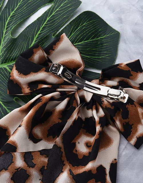Load image into Gallery viewer, Sdopbinbin Leopard Hair Bow Clip Large Long Tail Barrette Women Girls
