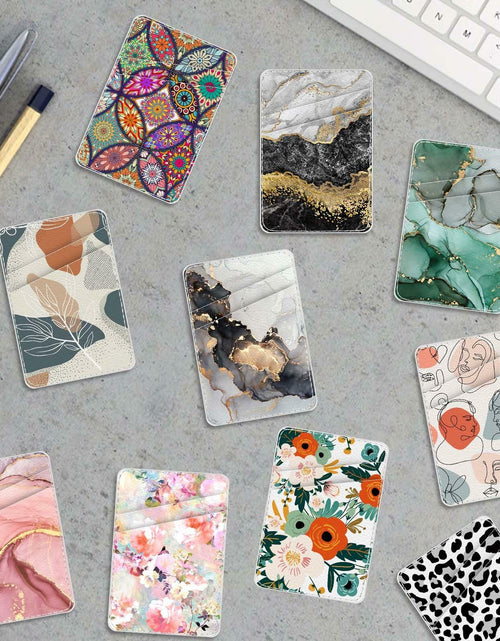 Load image into Gallery viewer, TIHYWR Leather Phone Wallet Card Holder Green Faux Leather Floral
