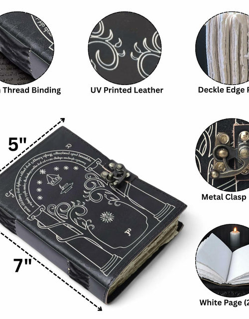 Load image into Gallery viewer, EHH Celtic Cross Leather Journal Hardcover Spell Book Vintage Diary Black
