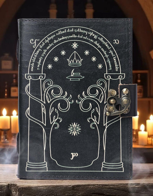 Load image into Gallery viewer, EHH Celtic Cross Leather Journal Hardcover Spell Book Vintage Diary Black
