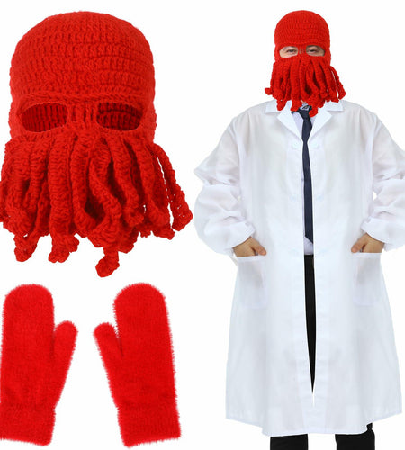 Newcotte Adult Lobster Doctor Costume Set Red White 3 Pcs