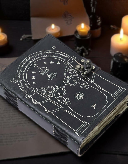 Load image into Gallery viewer, EHH Celtic Cross Leather Journal Hardcover Spell Book Vintage Diary Black
