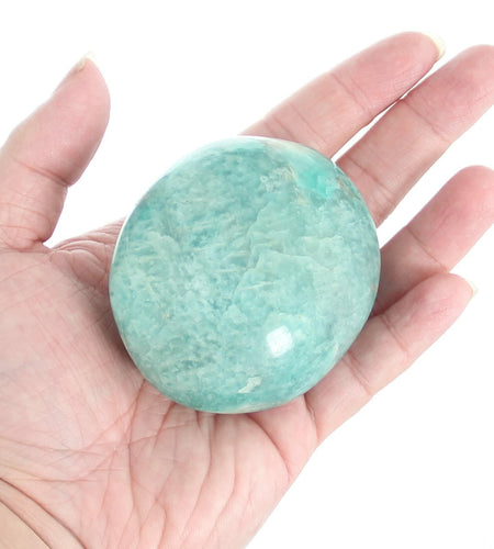 Orientrea Amazonite Palm Stone Smooth Pocket Healing Crystal 1 Pc