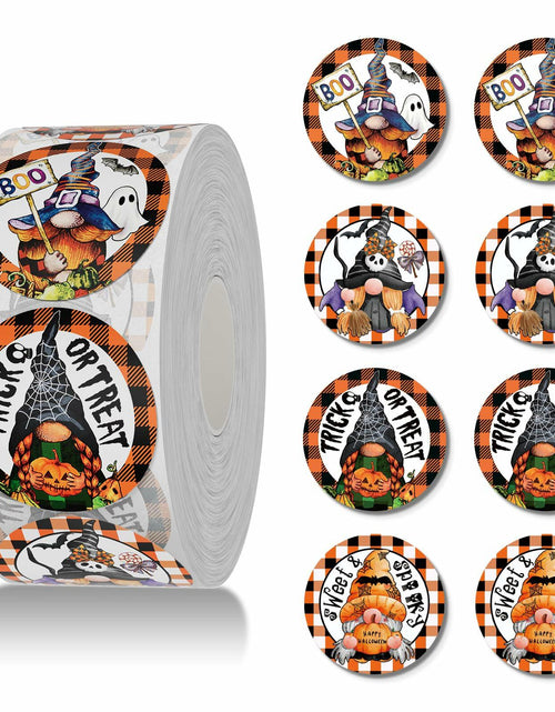Load image into Gallery viewer, ZAEW Halloween Sticker Roll 500pcs 1.5" Round Colored Gnomes Decals
