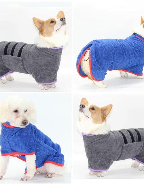 Load image into Gallery viewer, Periflowin Dog Drying Coat Bathrobe Towel Microfiber Blue-1 Size M
