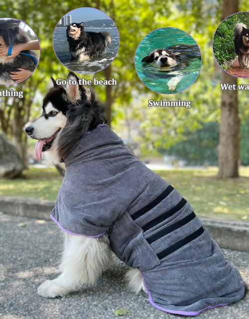 Load image into Gallery viewer, Periflowin Dog Drying Coat Bathrobe Towel Microfiber Blue-1 Size M

