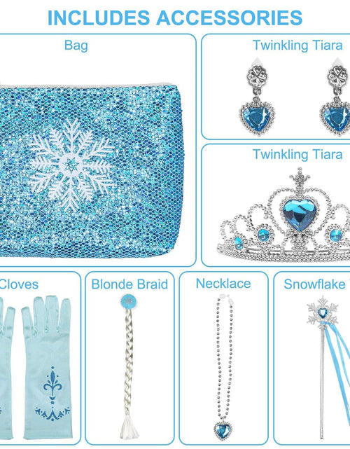 Load image into Gallery viewer, Tackview Girls Princess Costume Dress Blue with Handbag Crown Wand Size M
