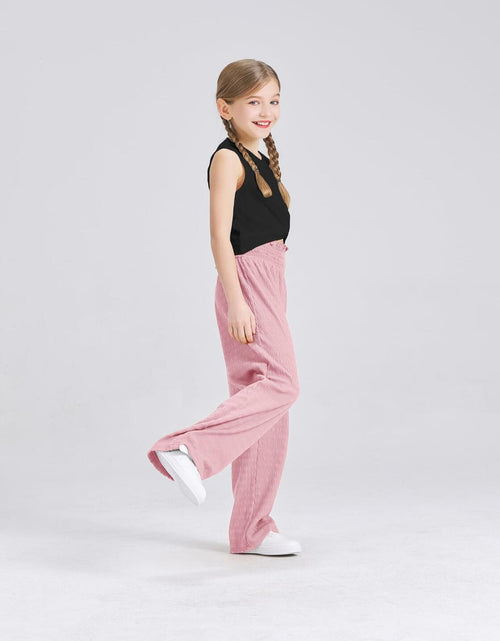 Load image into Gallery viewer, Handfrog Girls 2PC Tie Knot Crop Top &amp; Wide Leg Pants Set Black/Pink Size 7-8Y
