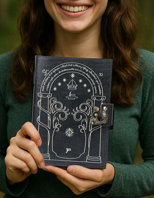 Load image into Gallery viewer, EHH Celtic Cross Leather Journal Hardcover Spell Book Vintage Diary Black
